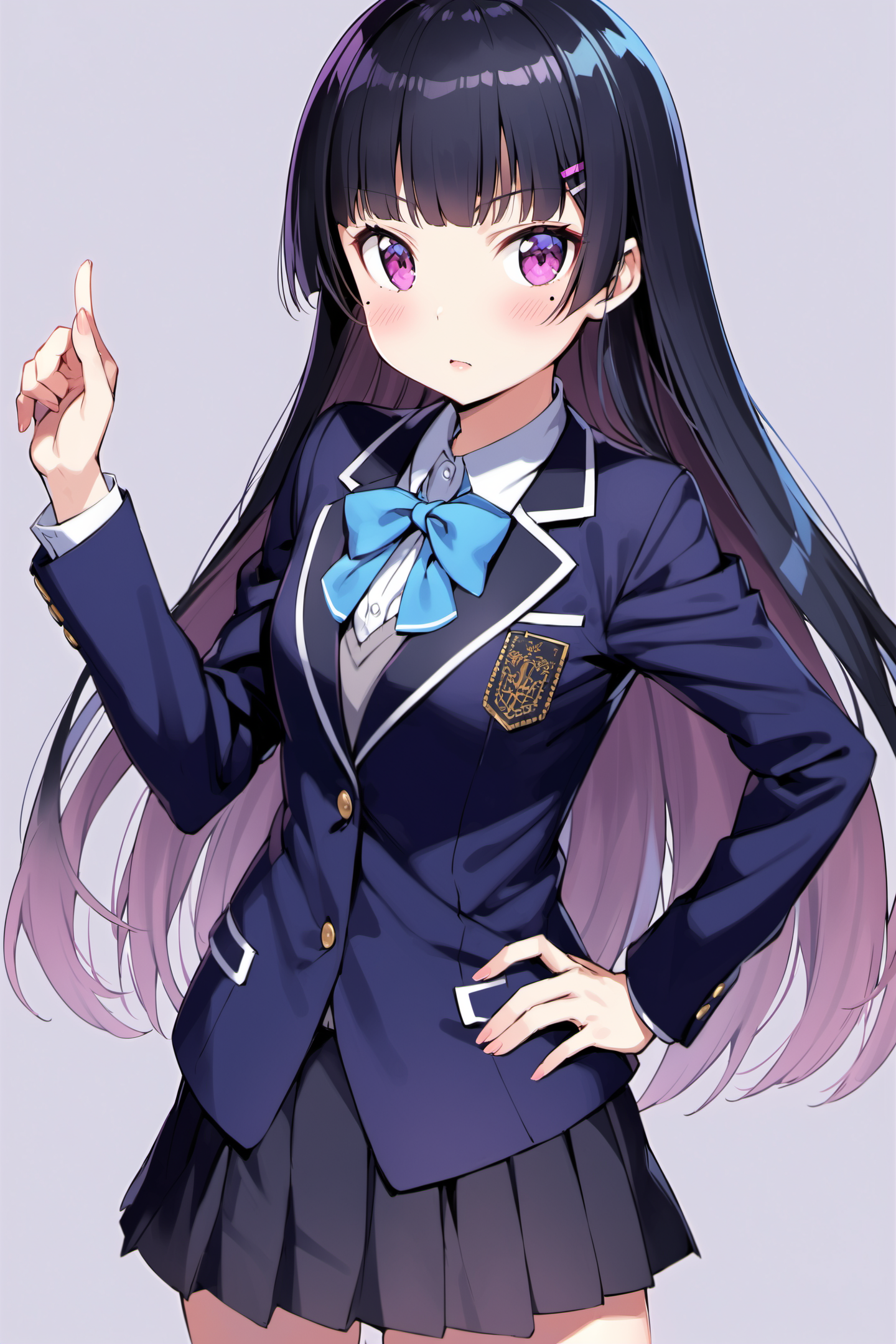 23252-1159247958-1girl,solo, gokou ruri, school uniform, blazer, long hair, jacket, black hair, mole under eye, mole, blush, hair ornament, hairc.png